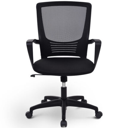 Mesh Computer Office Chair Mid Back Swivel Desk Chair with Height Adjustment, Armrest and Ergonomic Lumbar Support