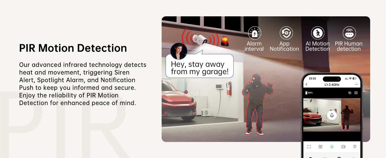 surveillance cameras for home security AI PIR motion detection APP notification Alarm Spotlight
