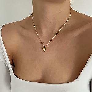 beads chain heart necklace