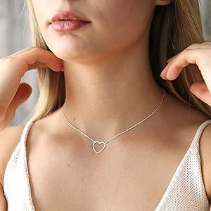 silver open heart necklace