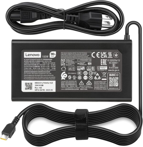 100W USB Type C Laptop Charger Fit for Lenovo ThinkBook Plus G3 13x 14G5 14G6 14s 14p 16G4+16p Lenovo ThinkPad neo 14 P14s L15 T16 Yoga 7 Pro7 9 9i Slim 6i 7i IdeaPad 5 Pro Slim 5-20V 5A AC Adapter