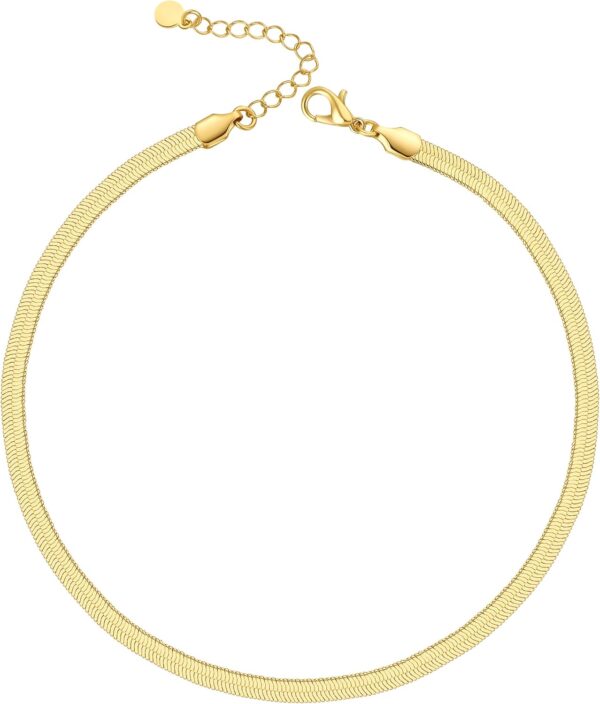 14K Gold Plated Dainty Choker Necklace for Women & Girls | Snake, Cuban Link, Paperclip, Ball Beaded, Tennis Chain, Natural Freshwater Pearl Necklace Fashion Jewelry Gift