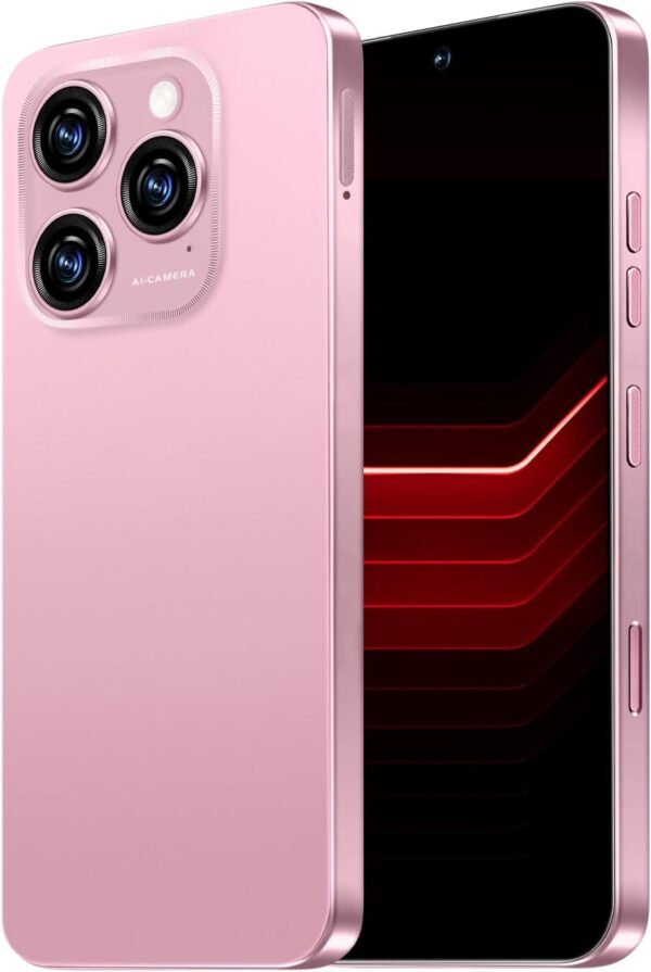 16 ProMa x Smartphone Unlocked Cell Phone, 6.99“ HD Screen 5G Phone, 8+256GB Phone Unlocked, 7000mAh, 68+108MP Zoom Camera, Fingerprint Button Unlock-and take Photos,Dual SIM, Face ID (Pink)