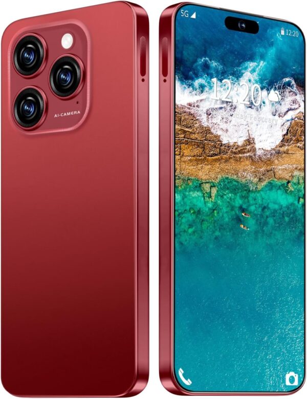 16PROMA X 12GB+512GB 6.99″ HD Screen Smartphone Unlocked Cell Phone,Battery 7000mAh Unlocked The Phone, Android 14 Fingerprint Button Unlock/Photos/Face ID/Dual SIM/5G/GPS (Wine Red, 12+512)