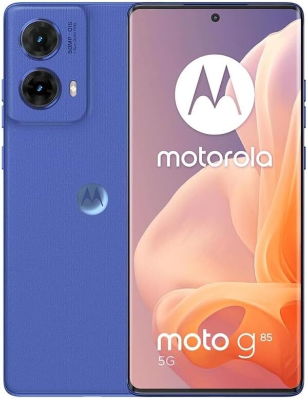 Motorola Moto G85 5G (256GB, 8GB) 6.67″ 3D Curved pOLED, Android 14 (International Model Unlocked for T-Mobile Mint Tello & Global ) XT2427-1, Blue