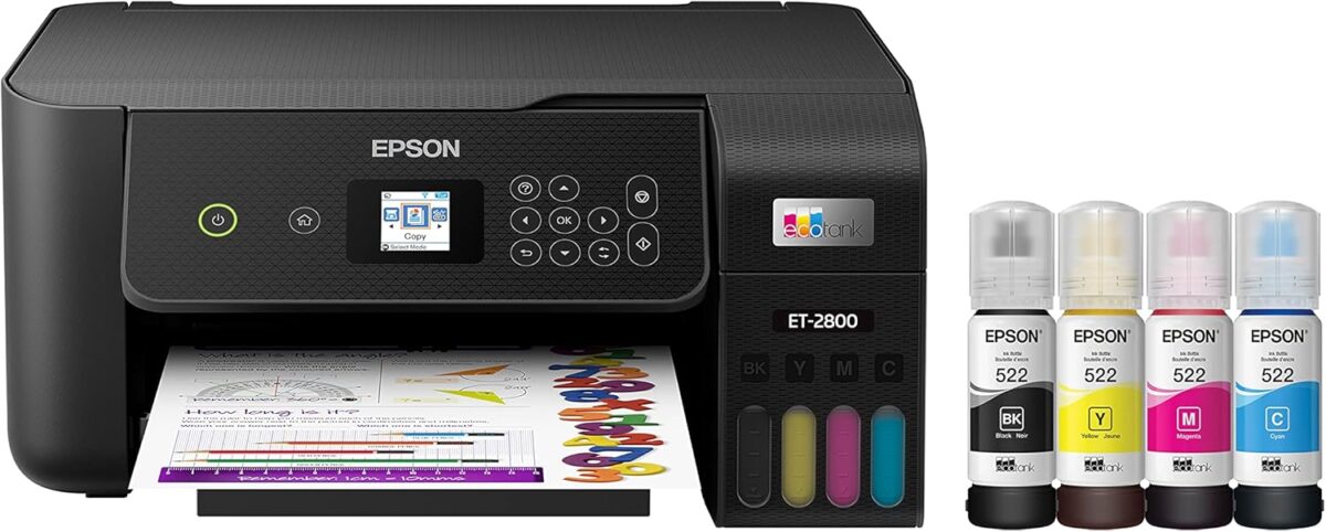 Epson EcoTank ET-2800 Wireless Color All-in-One Cartridge-Free Supertank Printer with Scan and Copy â€“ The Ideal Basic Home Printer – Black, Medium