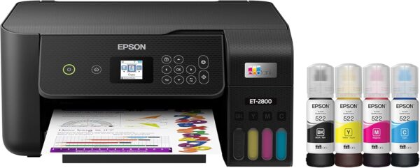Epson EcoTank ET-2800 Wireless Color All-in-One Cartridge-Free Supertank Printer with Scan and Copy â€“ The Ideal Basic Home Printer – Black, Medium