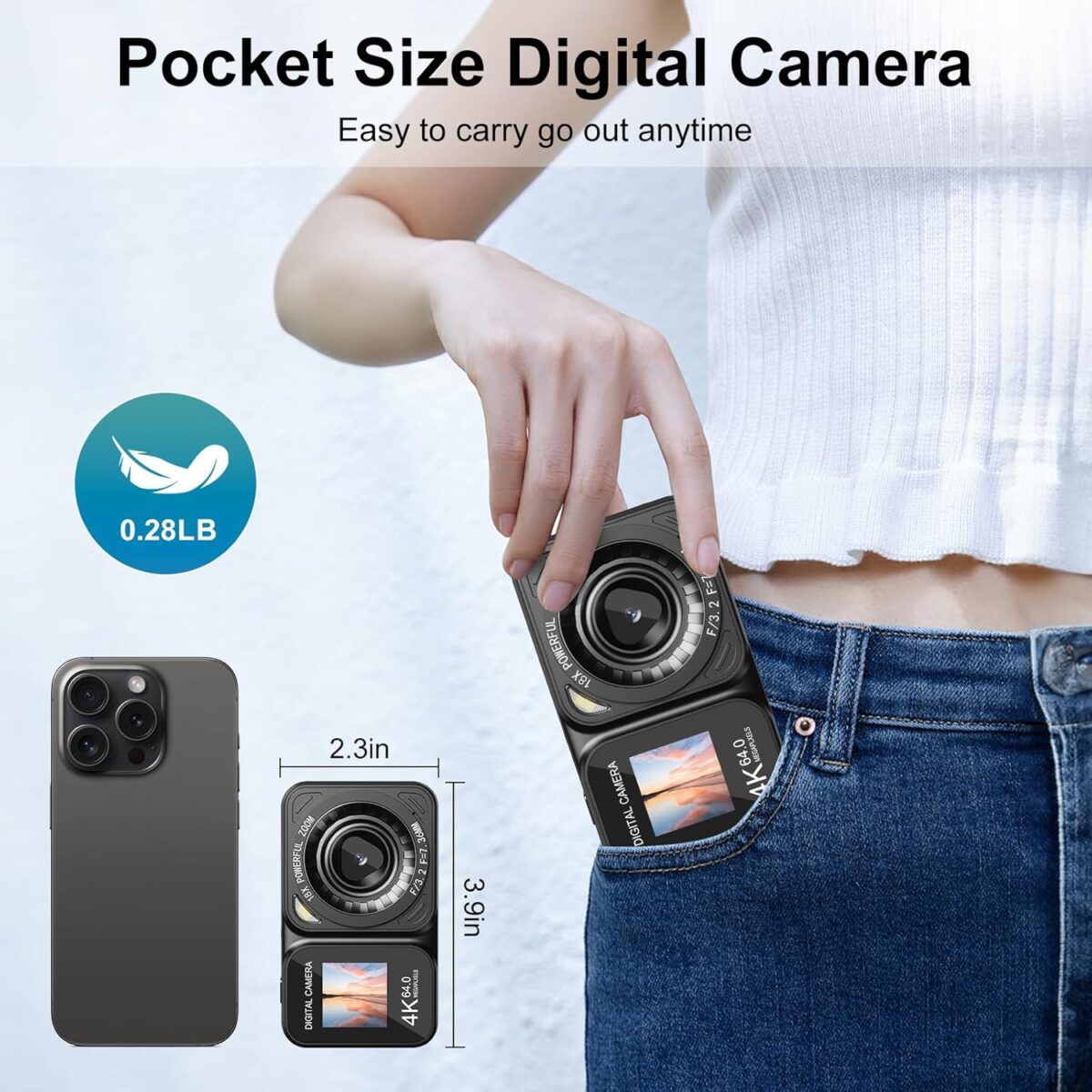 1749281525 Digital Camera 4K 64MP Dual Screens Camera 18X Zoom Point and Shoot Digital Camera with 64GB TF Card 2 Batteries Portable Rechargeable Small Camera for Kids Teens Adult Black Digital Camera, 4K 64MP Dual Screens Camera, 18X Zoom, Point and Shoot Digital Camera with 64GB TF Card & 2 Batteries, Portable Rechargeable Small Camera for Kids Teens Adult, Black