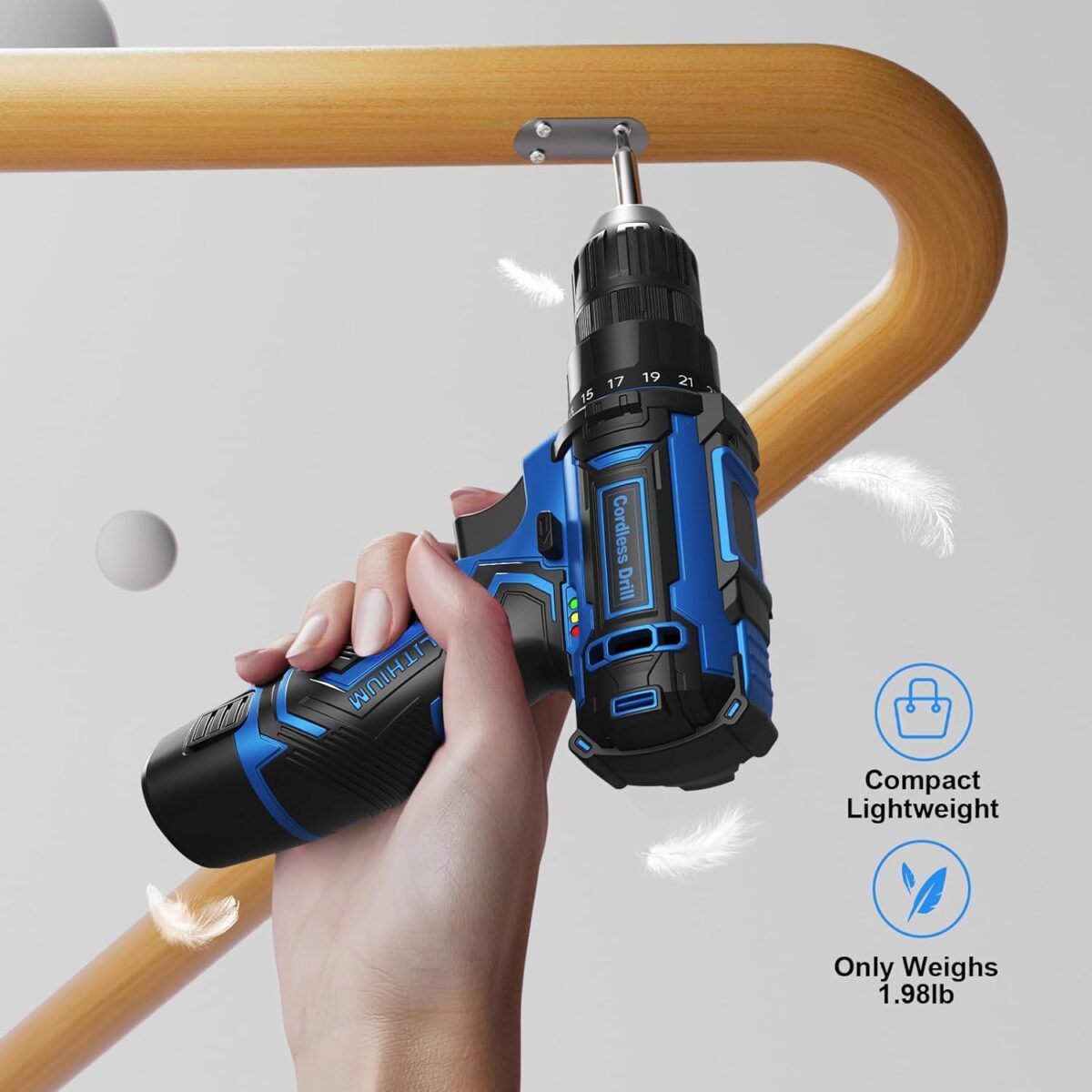 1749313116 Cordless Drill Set12V Power Drill Driver 38 Keyless Chuck with 42 Acessories Built in LED Light 251 Position Electric Drill for Home DIY Projects（Blue） Cordless Drill Set,12V Power Drill Driver 3/8" Keyless Chuck with 42 Acessories, Built-in LED Light, 25+1 Position, Electric Drill for Home DIY Projects（Blue）