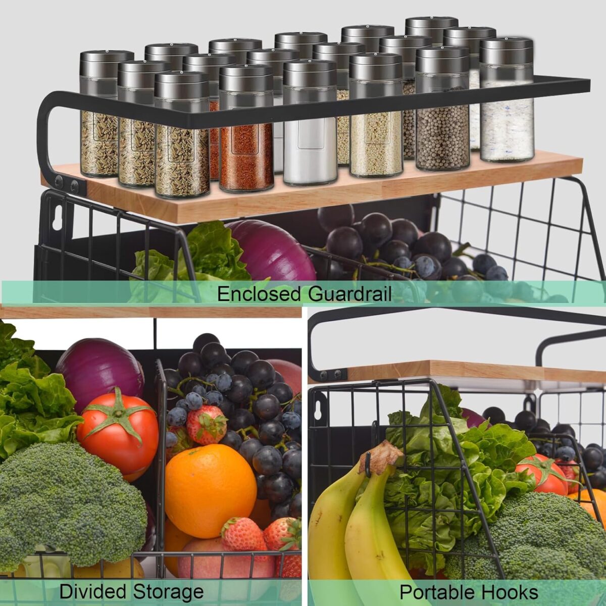 1749346975 Magnetic Shelf for Fridge with Wood Lid Onion and Potato Storage Bins Fruit Basket for Kitchen Counter Magnetic Spice Rack for Refrigerator Organizers and Storage Magnetic Shelf for Fridge with Wood Lid, Onion and Potato Storage Bins, Fruit Basket for Kitchen Counter, Magnetic Spice Rack for Refrigerator Organizers and Storage