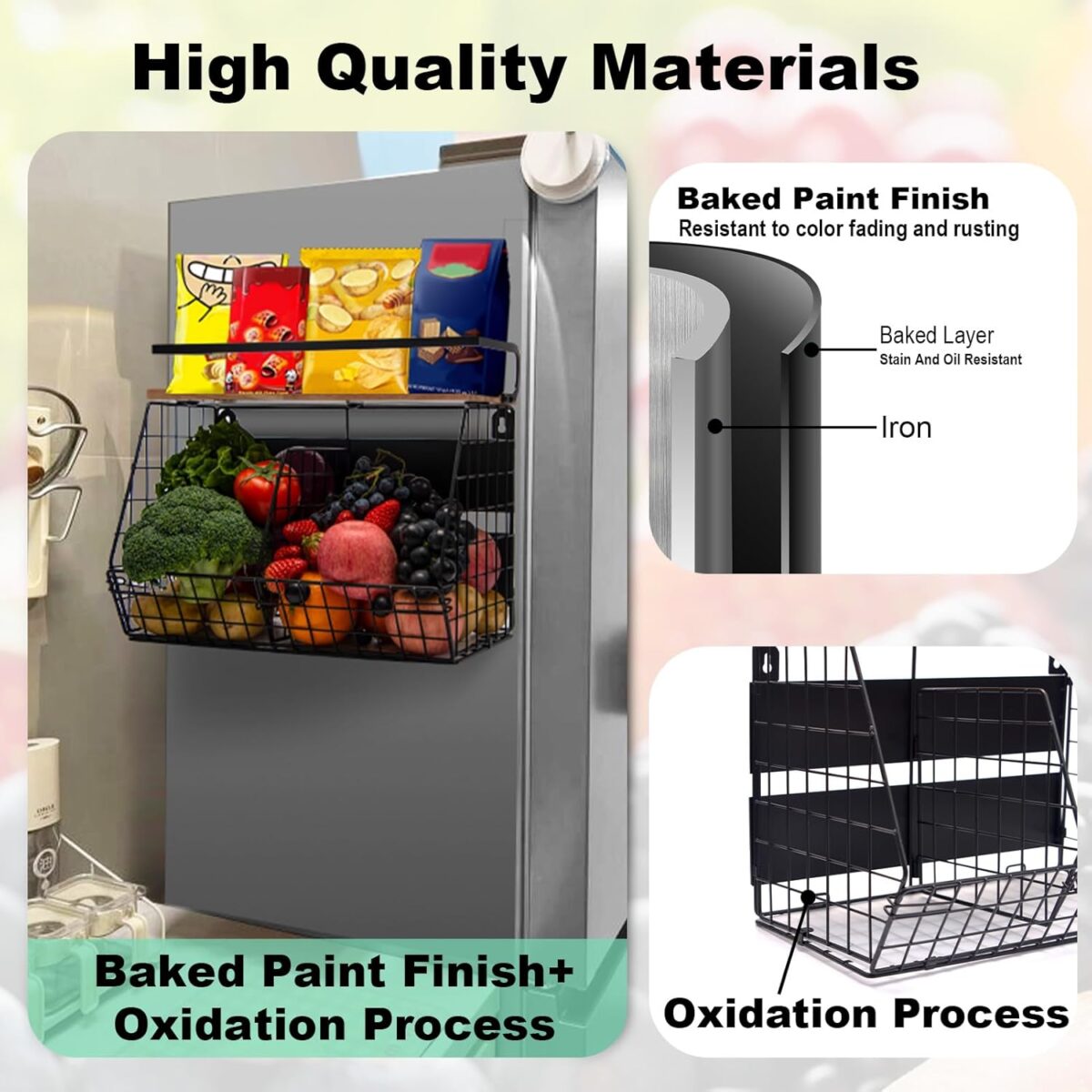 1749346976 Magnetic Shelf for Fridge with Wood Lid Onion and Potato Storage Bins Fruit Basket for Kitchen Counter Magnetic Spice Rack for Refrigerator Organizers and Storage Magnetic Shelf for Fridge with Wood Lid, Onion and Potato Storage Bins, Fruit Basket for Kitchen Counter, Magnetic Spice Rack for Refrigerator Organizers and Storage