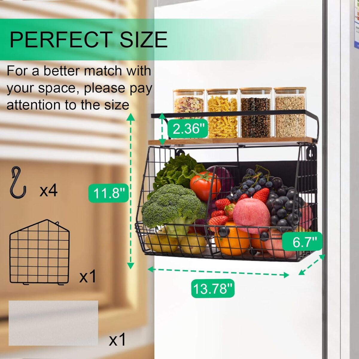 1749346977 Magnetic Shelf for Fridge with Wood Lid Onion and Potato Storage Bins Fruit Basket for Kitchen Counter Magnetic Spice Rack for Refrigerator Organizers and Storage Magnetic Shelf for Fridge with Wood Lid, Onion and Potato Storage Bins, Fruit Basket for Kitchen Counter, Magnetic Spice Rack for Refrigerator Organizers and Storage