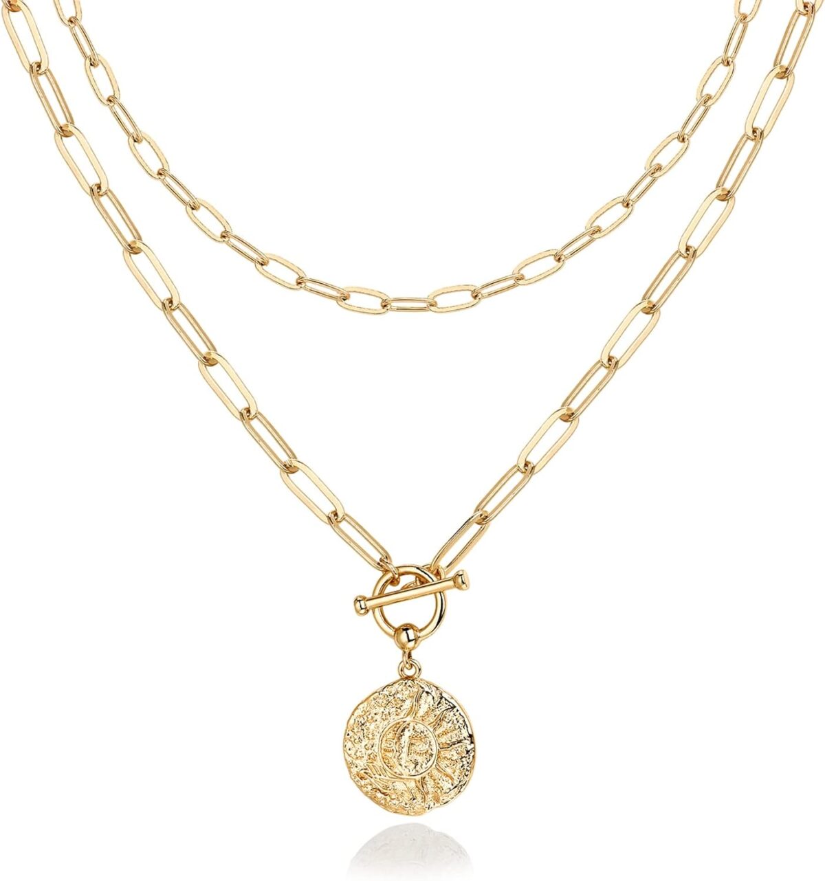 PAVOI 14K Gold Plated Layering Necklaces | Stylish Minimalist Design Pendant Necklaces | Bar, Circle, Lotus, Disc, Dog Tag, Horizontal Bar Pendants for Women