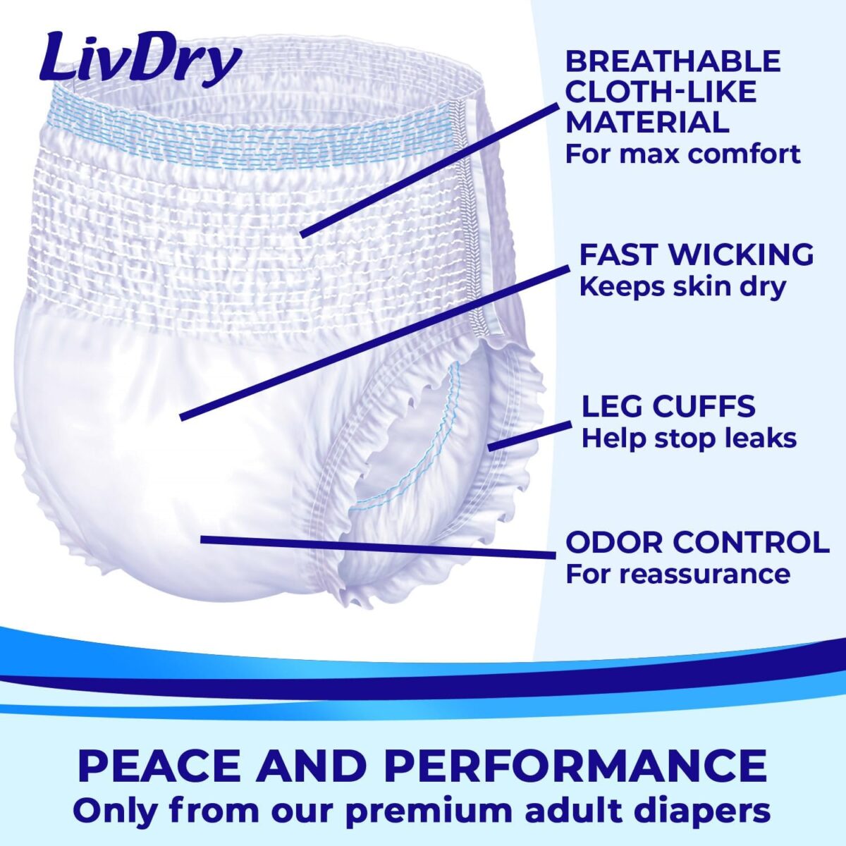 1749384094 LivDry Adult Diapers Large Incontinence Underwear Overnight Leak Protection 16 Pack LivDry Adult Diapers Large Incontinence Underwear, Overnight, Leak Protection, 16-Pack