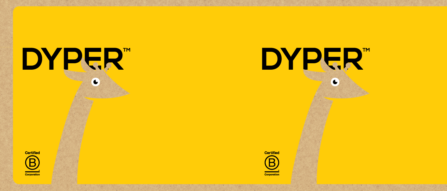 DYPER Giraffe with B Corp Logo