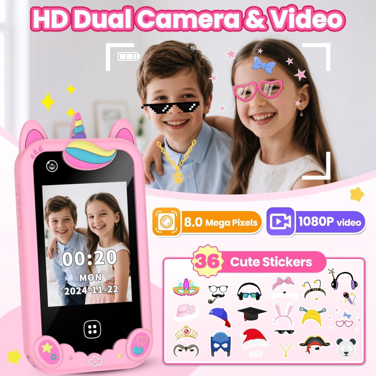 1749453774 Kids Smart Phone for Girls Ages 3 8 Toy Cell Phone for Kids Christmas Birthday Gifts for Girls Toddler Learning Play Toy Phone with Touchscreen Dual Camera Game Music Story 8GB SD Card Kids Smart Phone for Girls Ages 3-8, Toy Cell Phone for Kids, Christmas Birthday Gifts for Girls, Toddler Learning Play Toy Phone with Touchscreen, Dual Camera, Game, Music, Story, 8GB SD Card