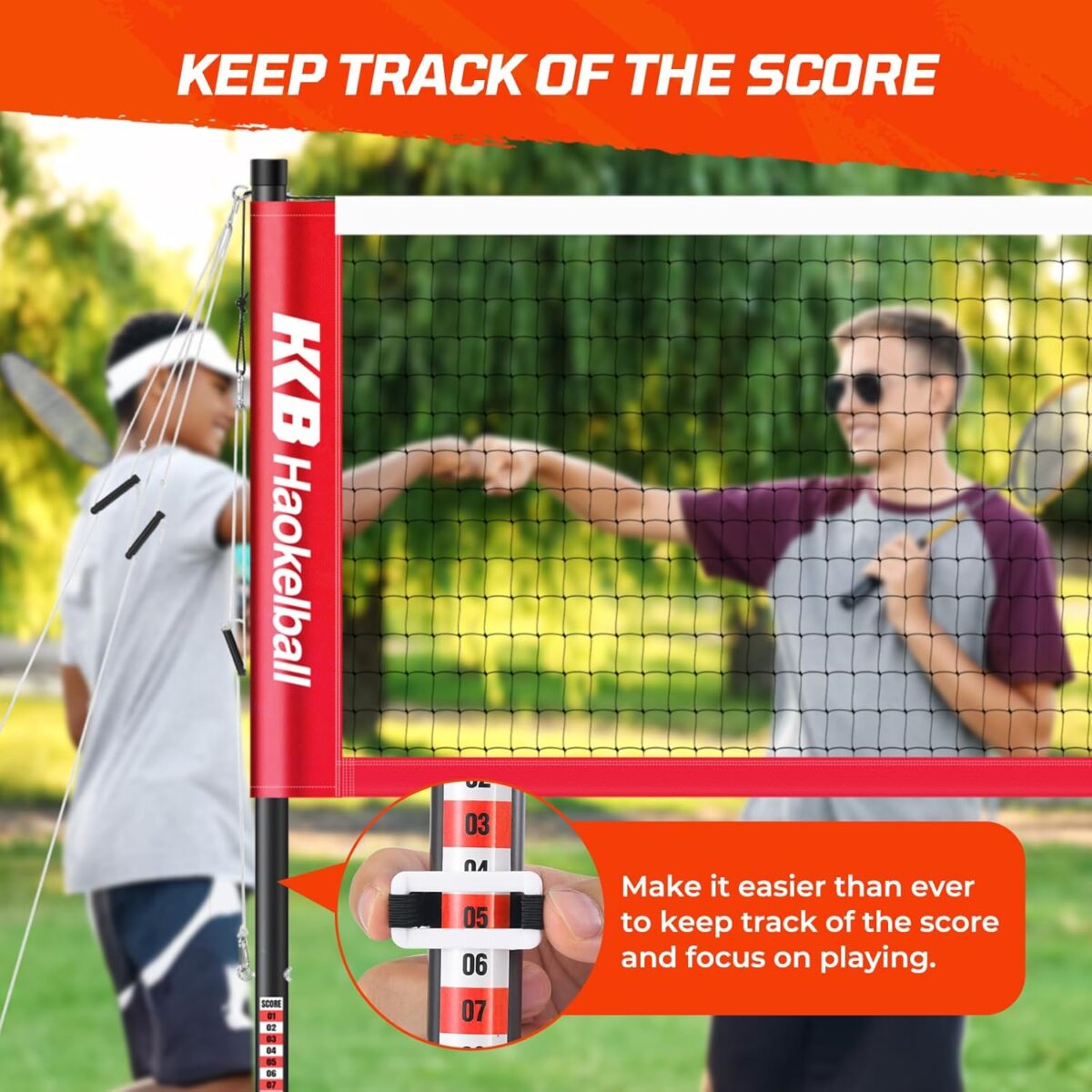 1749462799 Haokelball Badminton Set for Backyard Portable 20 Feet Badminton Net with Poles 4 Badminton Rackets 4 Shuttlecocks Stable Net Tension Design Carry Bag Included Red Haokelball Badminton Set for Backyard, Portable 20 Feet Badminton Net with Poles, 4 Badminton Rackets & 4 Shuttlecocks, Stable Net Tension Design, Carry Bag Included (Red)