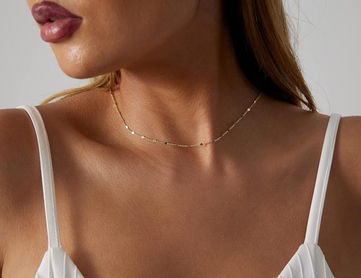 1749463210 BERISO 14K GoldSilver Plated Satellite Choker Shining Dots Station Box Chain 3 Blue Beads Sparkle Chain Necklace Open Hearts Open Stars Link Chain Exquisite Jewelry for women BERISO 14K Gold/Silver Plated Satellite Choker Shining Dots Station Box Chain 3 Blue Beads Sparkle Chain Necklace Open Hearts Open Stars Link Chain Exquisite Jewelry for women