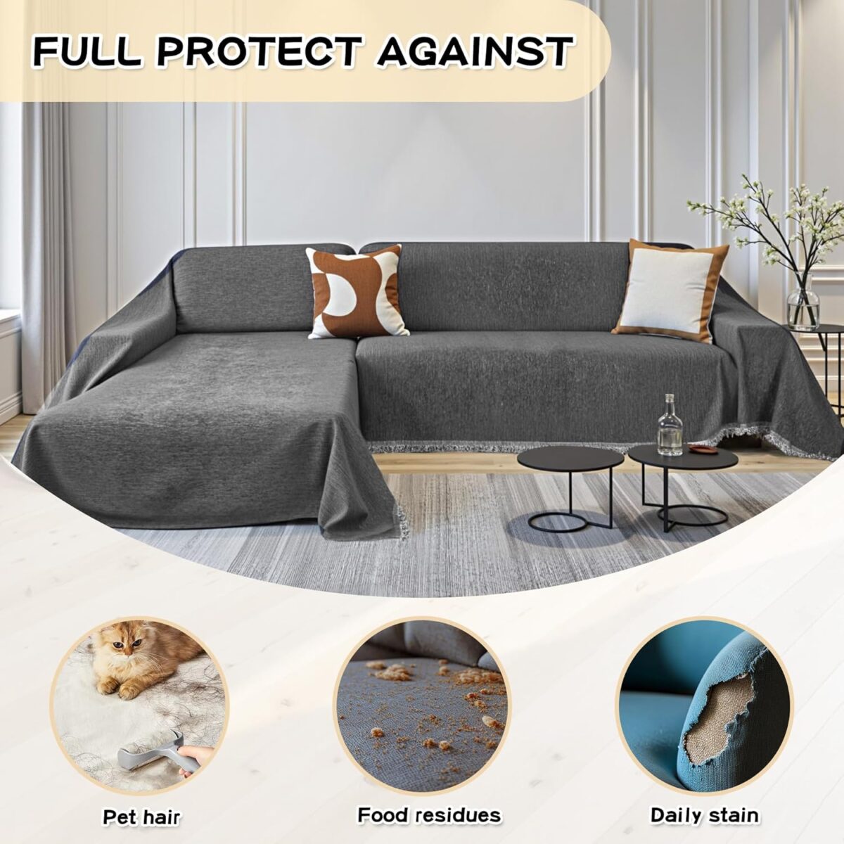 1749463367 MYSKY HOME Couch Cover for Sectional Sofa 2 Pieces Couch Covers for L Shape Sofa Cover Furniture Protector for Pets Kids Sofa Slipcover for 2 3 Cushion Couch 71x11871x118 Dark Grey MYSKY HOME Couch Cover for Sectional Sofa, 2 Pieces Couch Covers for L Shape Sofa Cover, Furniture Protector for Pets, Kids, Sofa Slipcover for 2-3 Cushion Couch (71"x118"+71"x118", Dark Grey)