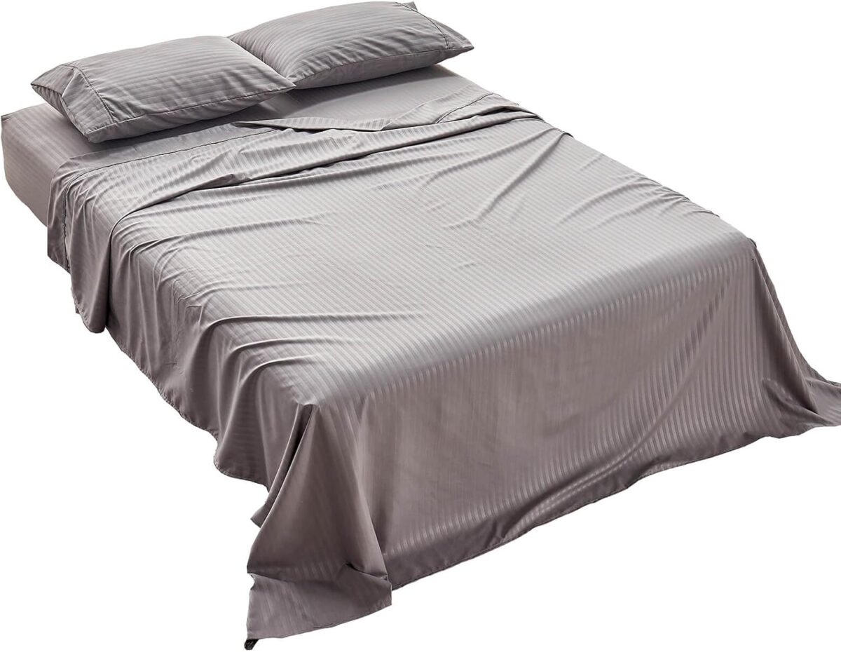 1749531164 Kingnex Striped Sofa Bed Sheets Queen for Sleeper Sofa Bed with 4 6 Deep Soft Brushed 1800 Microfiber 4 Piece Bedding Set 60x74x6 Grey Kingnex Striped Sofa Bed Sheets Queen for Sleeper Sofa Bed with 4-6 Deep Soft Brushed 1800 Microfiber 4 Piece Bedding Set (60"x74"x6") Grey