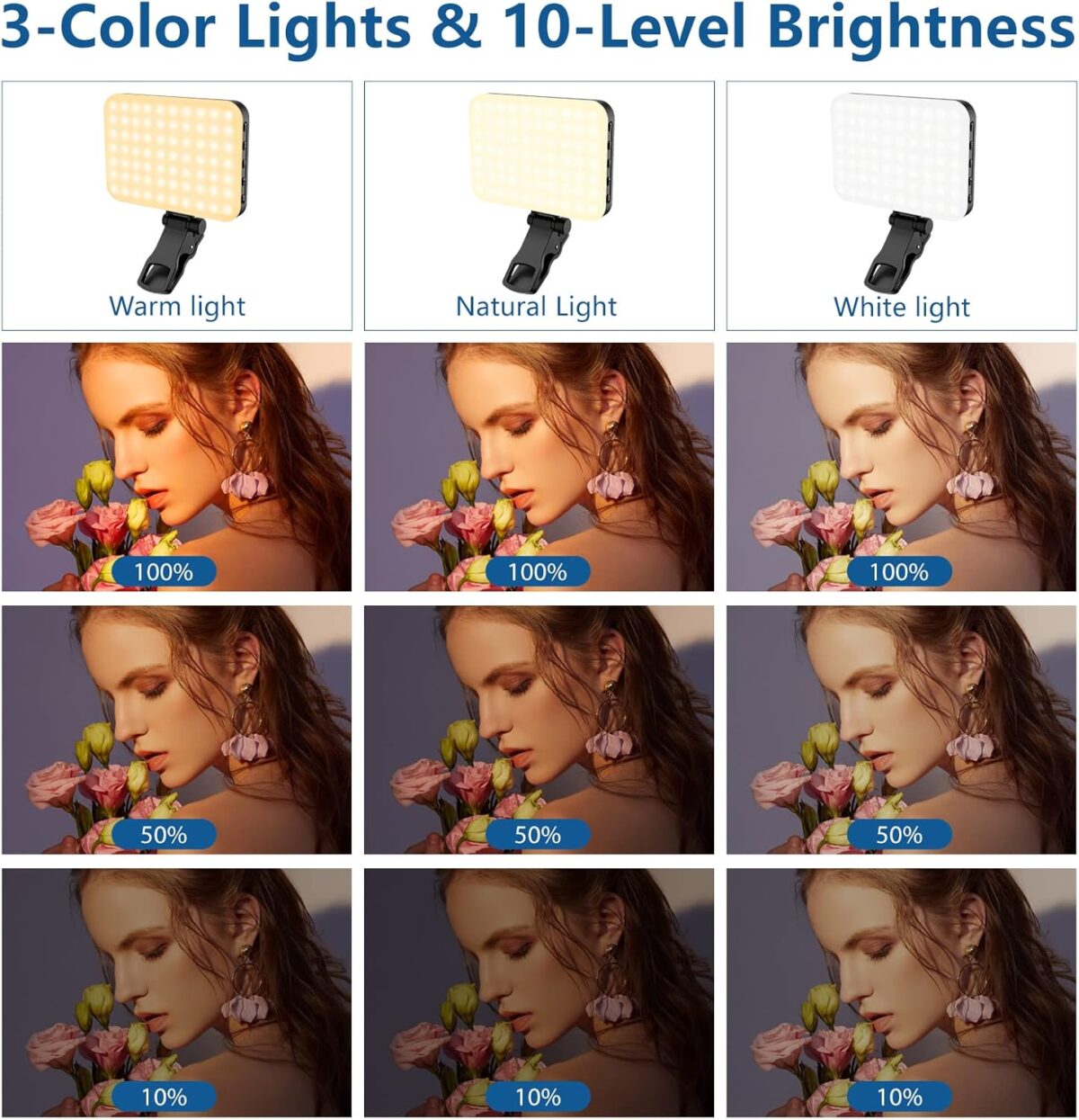 1749613208 60 LED Portable Selfie Light Video Conference Lighting with Clip Camera Tripod Adapter Rechargeable 2200mAh CRI 97 3 Light Modes for Phone iPhone Webcam Laptop Photo Makeup 60 LED Portable Selfie Light Video Conference Lighting with Clip & Camera Tripod Adapter Rechargeable 2200mAh CRI 97+, 3 Light Modes for Phone iPhone Webcam Laptop Photo Makeup