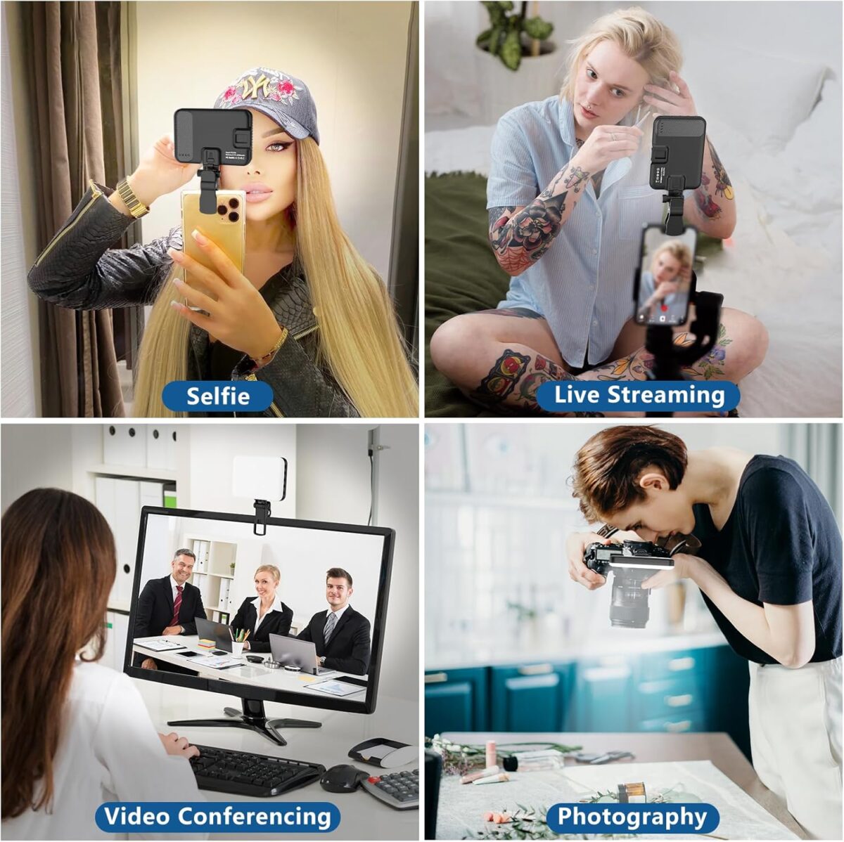 1749613210 60 LED Portable Selfie Light Video Conference Lighting with Clip Camera Tripod Adapter Rechargeable 2200mAh CRI 97 3 Light Modes for Phone iPhone Webcam Laptop Photo Makeup 60 LED Portable Selfie Light Video Conference Lighting with Clip & Camera Tripod Adapter Rechargeable 2200mAh CRI 97+, 3 Light Modes for Phone iPhone Webcam Laptop Photo Makeup