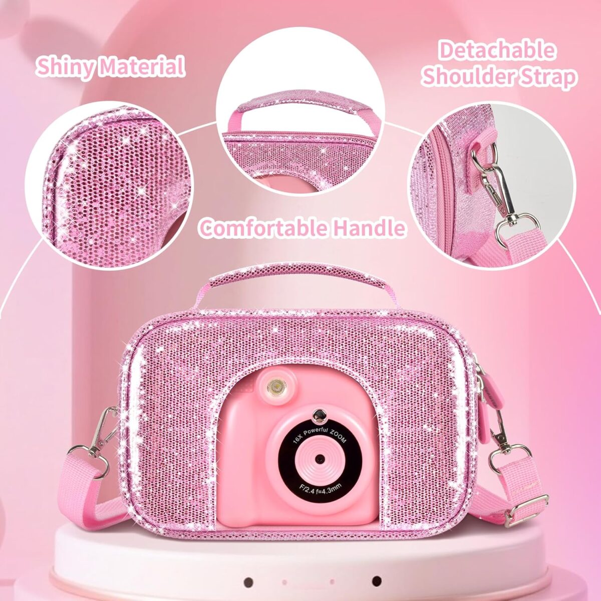 1749618679 Kid Instant Print Camera Case Compatible with ESOXOFFOREfor Dylantofor GKTZfor Masterbeefor Anchioo Digital Camera Portable Shining Bag with Shoulder Strap 3 Photo Paper Box Only Pink Kid Instant Print Camera Case Compatible with ESOXOFFORE/for Dylanto/for GKTZ/for Masterbee/for Anchioo Digital Camera, Portable Shining Bag with Shoulder Strap& 3 Photo Paper (Box Only) - Pink