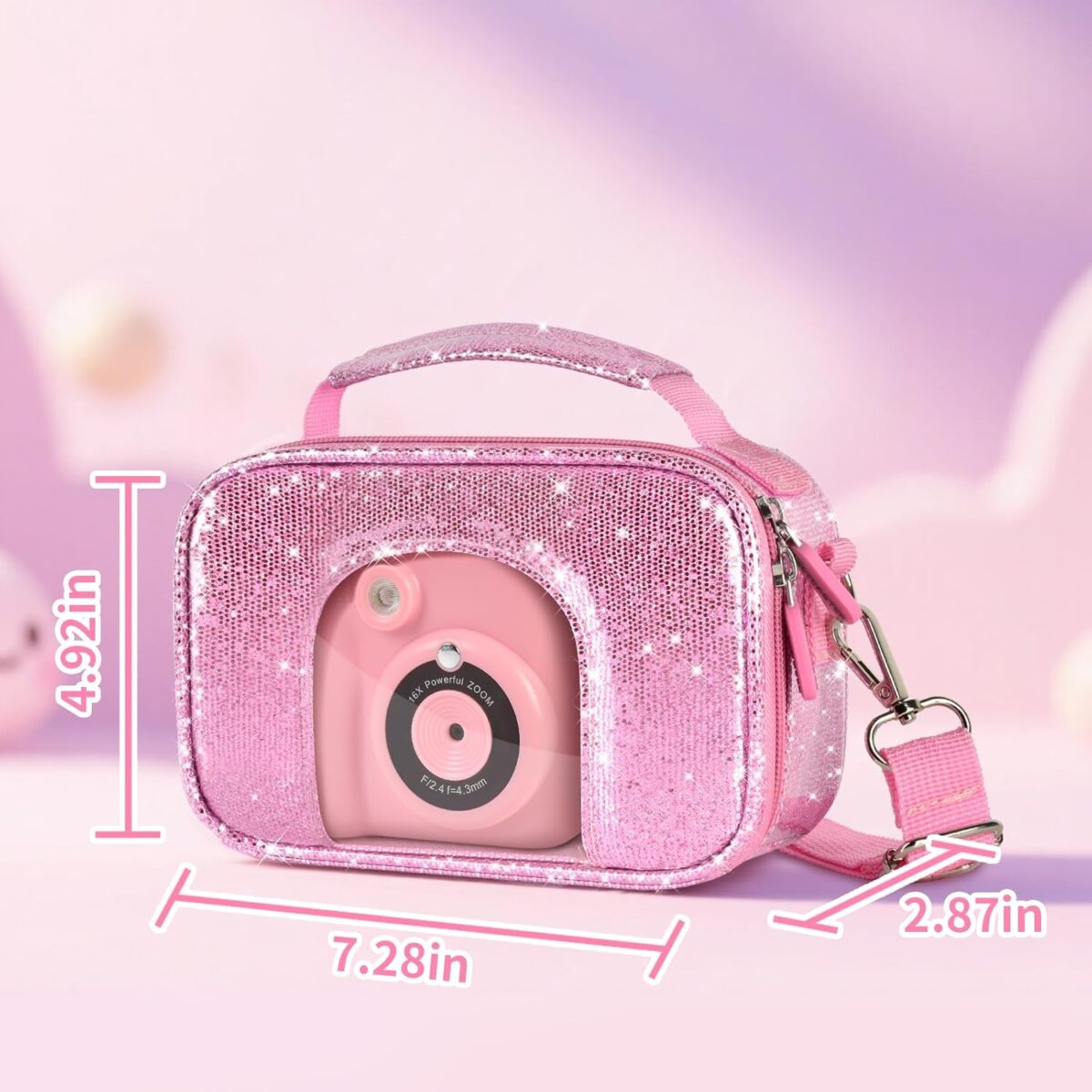 1749618684 Kid Instant Print Camera Case Compatible with ESOXOFFOREfor Dylantofor GKTZfor Masterbeefor Anchioo Digital Camera Portable Shining Bag with Shoulder Strap 3 Photo Paper Box Only Pink Kid Instant Print Camera Case Compatible with ESOXOFFORE/for Dylanto/for GKTZ/for Masterbee/for Anchioo Digital Camera, Portable Shining Bag with Shoulder Strap& 3 Photo Paper (Box Only) - Pink