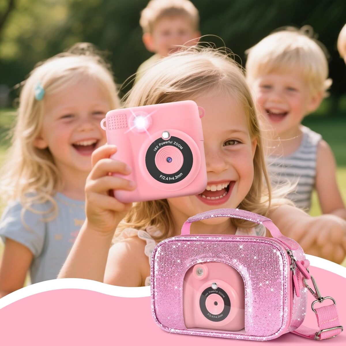 1749618686 Kid Instant Print Camera Case Compatible with ESOXOFFOREfor Dylantofor GKTZfor Masterbeefor Anchioo Digital Camera Portable Shining Bag with Shoulder Strap 3 Photo Paper Box Only Pink Kid Instant Print Camera Case Compatible with ESOXOFFORE/for Dylanto/for GKTZ/for Masterbee/for Anchioo Digital Camera, Portable Shining Bag with Shoulder Strap& 3 Photo Paper (Box Only) - Pink