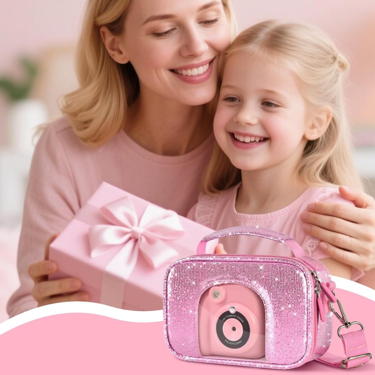 1749618687 Kid Instant Print Camera Case Compatible with ESOXOFFOREfor Dylantofor GKTZfor Masterbeefor Anchioo Digital Camera Portable Shining Bag with Shoulder Strap 3 Photo Paper Box Only Pink Kid Instant Print Camera Case Compatible with ESOXOFFORE/for Dylanto/for GKTZ/for Masterbee/for Anchioo Digital Camera, Portable Shining Bag with Shoulder Strap& 3 Photo Paper (Box Only) - Pink