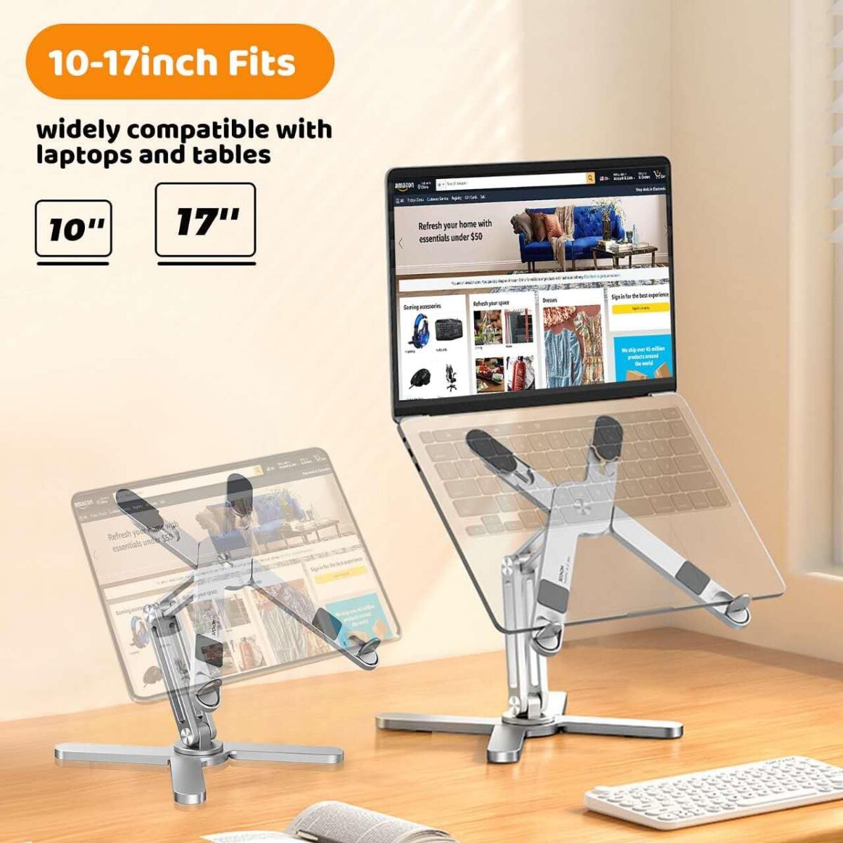 1749654467 Laptop Stand with 360 Rotating Base Computer Notebook Laptop Riser Metal Holder for Desk Collaborative Work Fully Foldable for Easy Storage Fits All MacBook Laptops up to 16 inches Laptop Stand with 360 Rotating Base, Computer Notebook Laptop Riser Metal Holder for Desk Collaborative Work, Fully Foldable for Easy Storage, Fits All MacBook, Laptops up to 16 inches