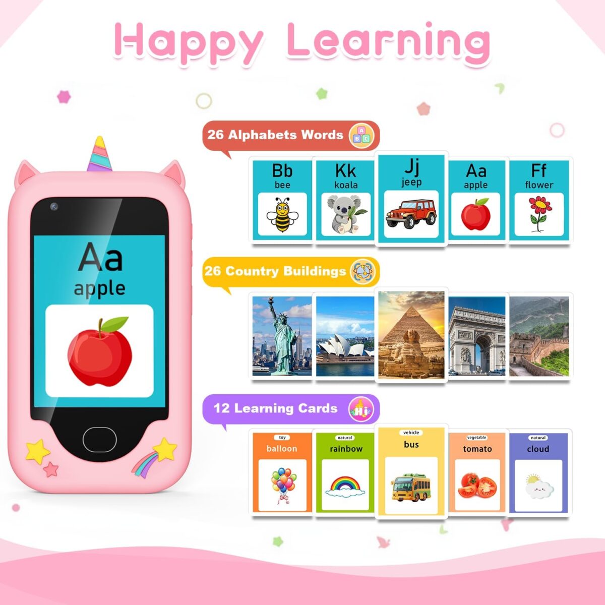 1749659948 Lapare Kids Smart Phone for Girls Unicorn Play Phone Toy with Dual Camera Music Player 32GB Card for 3 8 Year Old Girls Lapare Kids Smart Phone for Girls, Unicorn Play Phone Toy with Dual Camera, Music Player, 32GB Card, for 3-8 Year Old Girls
