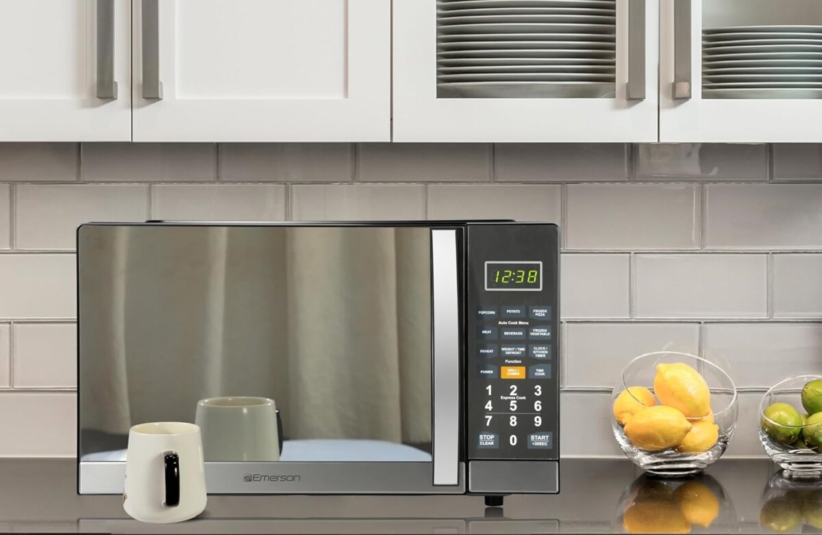 1749686487 Emerson MWG1191SB Countertop Microwave Oven with 1100W Grill Function Sleek Mirrored Finish 10 Power Levels 6 Auto Menus Glass Turntable and Child Safe Lock 1.1 Cu. Ft Stainless Steel Emerson MWG1191SB Countertop Microwave Oven with 1100W Grill Function, Sleek Mirrored Finish 10 Power Levels, 6 Auto Menus, Glass Turntable and Child Safe Lock, 1.1 Cu. Ft, Stainless Steel