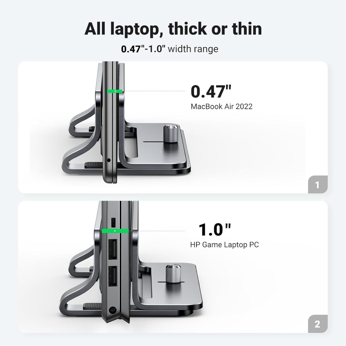 1749689313 UGREEN Vertical Laptop Stand Holder for Desk Compatible with MacBook Pro MacBook Air Stand Vertical Aluminum Adjustable for Up to 17.3 Inch Gaming Laptop Gray UGREEN Vertical Laptop Stand Holder for Desk Compatible with MacBook Pro, MacBook Air Stand Vertical Aluminum Adjustable for Up to 17.3 Inch Gaming Laptop, Gray