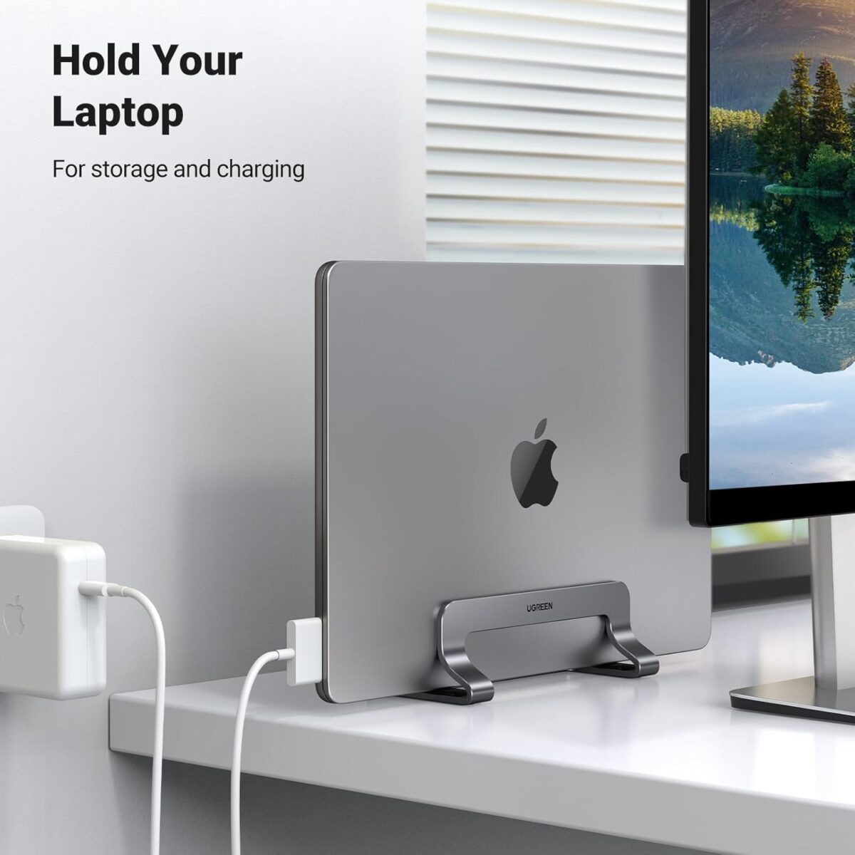 1749689315 UGREEN Vertical Laptop Stand Holder for Desk Compatible with MacBook Pro MacBook Air Stand Vertical Aluminum Adjustable for Up to 17.3 Inch Gaming Laptop Gray UGREEN Vertical Laptop Stand Holder for Desk Compatible with MacBook Pro, MacBook Air Stand Vertical Aluminum Adjustable for Up to 17.3 Inch Gaming Laptop, Gray