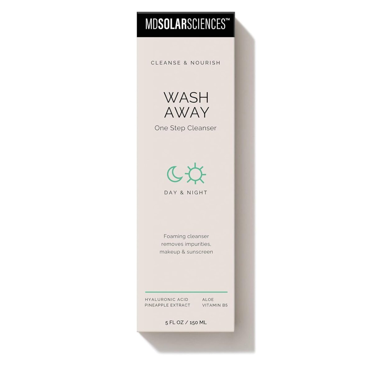 1749689440 MDSolarSciences Wash Away One Step Foaming Cleanser Removes Impurities Makeup Sunscreen Dermatologist Developed Vegan Formula with Hyaluronic Acid Pineapple Extract Aloe Vitamin B5 MDSolarSciences Wash Away One Step Foaming Cleanser Removes Impurities, Makeup & Sunscreen, Dermatologist Developed Vegan Formula with Hyaluronic Acid, Pineapple Extract, Aloe & Vitamin B5