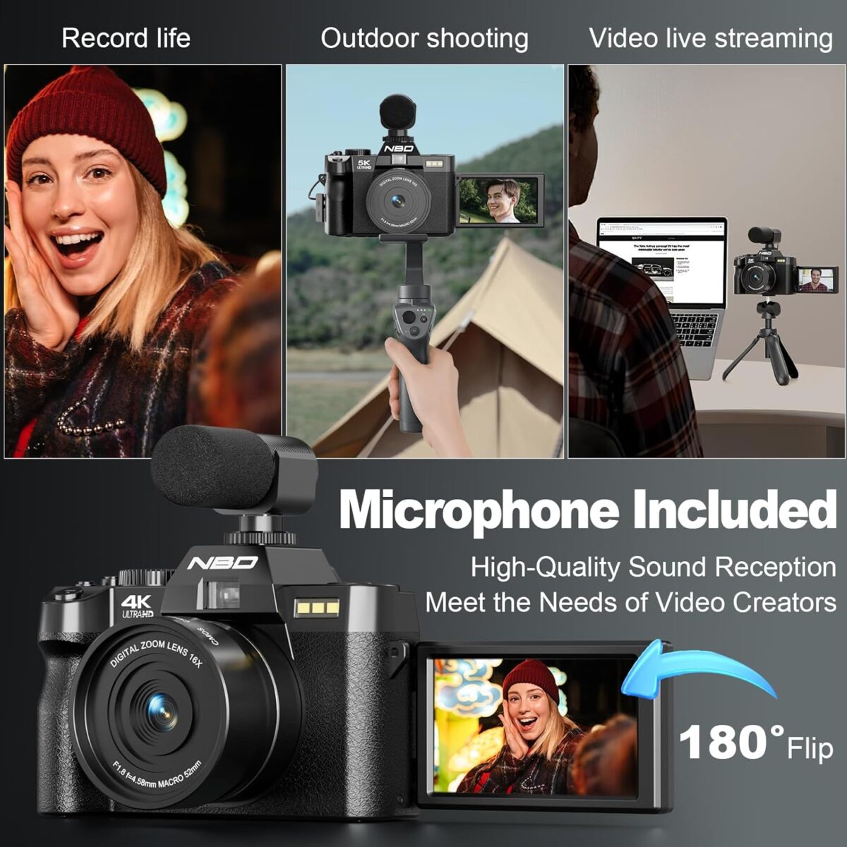 1749689557 Digital Cameras for Photography4K Vlogging Cameras for YouTubeTravel Point and Shoot Digital Cameras Fotograficas with 180°Flip Screen16X Digital Zoom52mm Macro Lens2 Batteries（Black） Digital Cameras for Photography,4K Vlogging Cameras for YouTube,Travel Point and Shoot Digital Cameras Fotograficas with 180°Flip Screen,16X Digital Zoom,52mm Macro Lens,2 Batteries（Black）