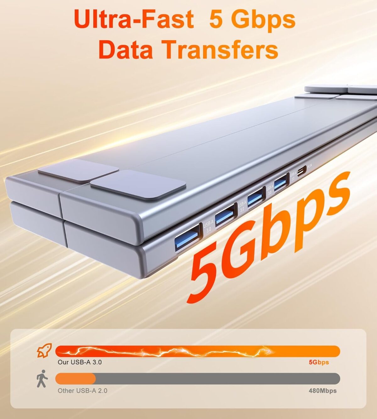 1749689682 5 in 1 USB C Hub Adjustable Aluminum Laptop Stand 4 Port USB A 3.0 with 5Gbps Data Transfer USB C Hub Docking Station Charging Not Supported for MacBookProAirDellHPLenovo 5-in-1 USB C Hub Adjustable Aluminum Laptop Stand, 4-Port USB A 3.0 with 5Gbps Data Transfer USB C Hub Docking Station [Charging Not Supported] for MacBookPro/Air/Dell/HP/Lenovo