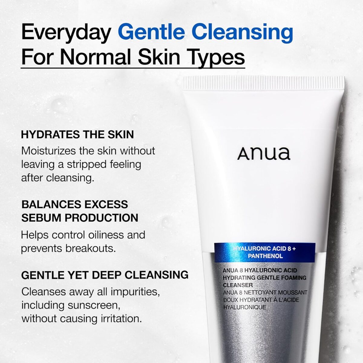 1749689816 ANUA Hydrating Gentle Foaming Cleanser Hyaluronic Acid Glycerin Zinc Panthenol Korean Face Wash for Dry Skin for Double Cleansing Korean Skincare 150ml5.07fl oz ANUA Hydrating Gentle Foaming Cleanser, Hyaluronic Acid, Glycerin, Zinc, Panthenol, Korean Face Wash for Dry Skin, for Double Cleansing, Korean Skincare (150ml/5.07fl oz.)