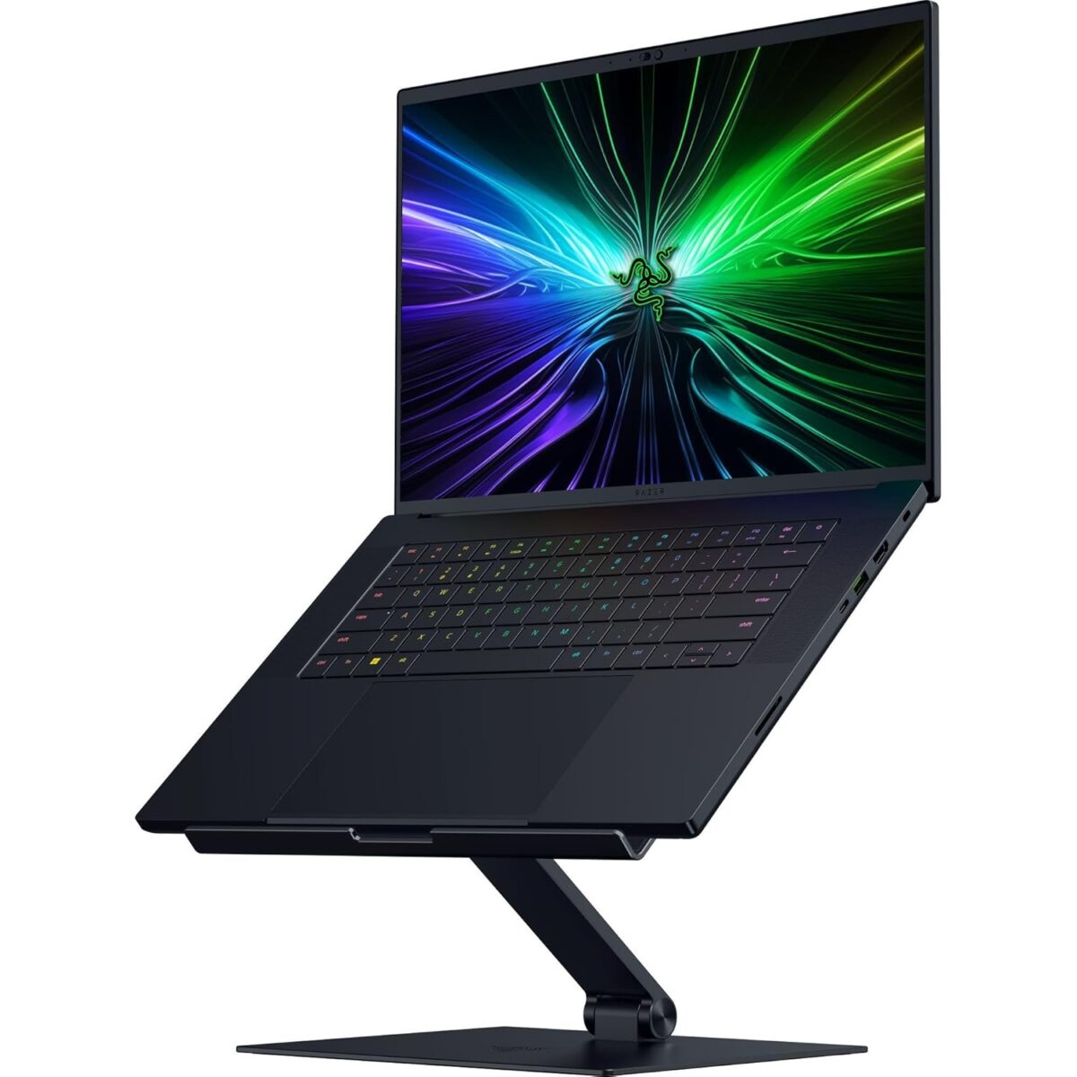 1749690166 Razer Adjustable Laptop Stand Fits Most Tablets Laptops Macbooks 14 to 18 Adjust Height and Tilt Durable Aluminum Construction Vented Design Foldable for Storage Travel Black Razer Adjustable Laptop Stand: Fits Most Tablets, Laptops & Macbooks 14” to 18" - Adjust Height and Tilt - Durable Aluminum Construction - Vented Design - Foldable for Storage & Travel - Black