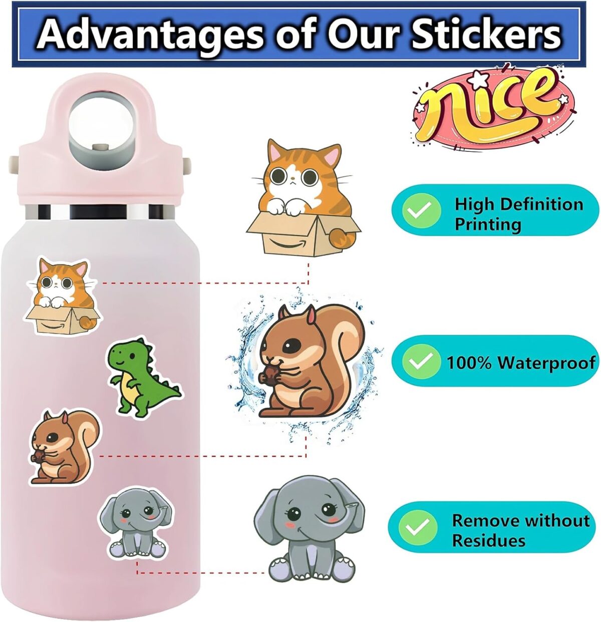 1749690686 200pcs Cute Animal Stickers for Kids Kawaii Water Bottle Sticker Pack for Adults Waterproof Vinyl Decals for Laptop Journal Scrapbook Luggage 200pcs Cute Animal Stickers for Kids, Kawaii Water Bottle Sticker Pack for Adults, Waterproof Vinyl Decals for Laptop, Journal, Scrapbook, Luggage