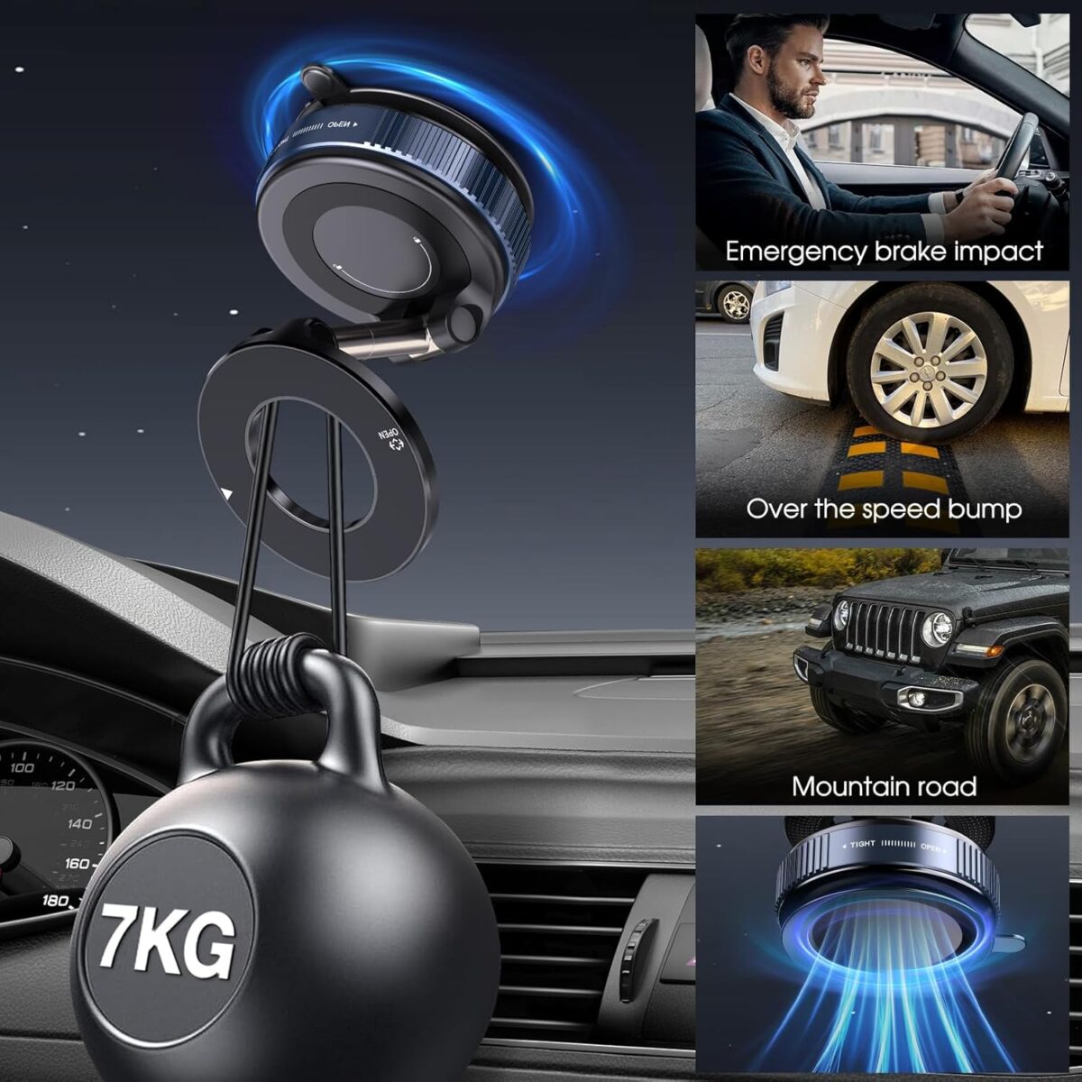 1749701363 Vacuum Magnetic Suction Phone Holder Foldable and Retractable Hands Free Suction Cup Phone Mount for CarGymMirrorSmooth Surface Compatible with iPhone Android and All Smartphones Black Vacuum Magnetic Suction Phone Holder, Foldable and Retractable Hands-Free Suction Cup Phone Mount for Car/Gym/Mirror/Smooth Surface, Compatible with iPhone Android and All Smartphones (Black)