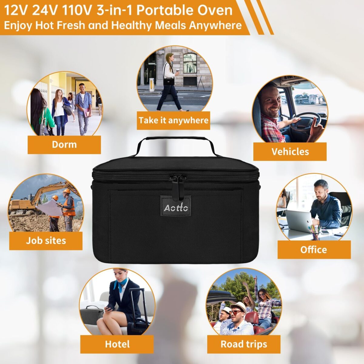 1749711364 Aotto Portable Oven Electric Lunch Box Food Heater 12V24V110V 3 in 1 Car Food Warmer Mini Personal Microwave Heated Lunch Box Warmer for Car Truck Travel Office Home Use Black Aotto Portable Oven, Electric Lunch Box Food Heater - 12V/24V/110V 3-in-1 Car Food Warmer - Mini Personal Microwave Heated Lunch Box Warmer for Car, Truck, Travel, Office & Home Use - Black