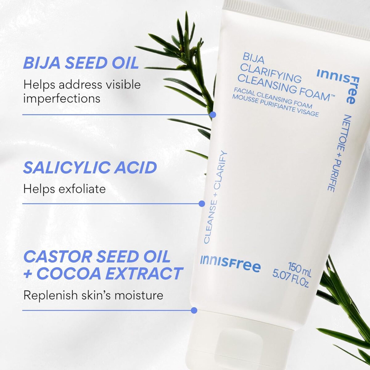 1749719982 innisfree Bija Clarifying Cleansing Foam with Salicylic Acid and Castor Seed Oil Korean Face Wash Sulfate Free innisfree Bija Clarifying Cleansing Foam with Salicylic Acid and Castor Seed Oil, Korean Face Wash, Sulfate Free