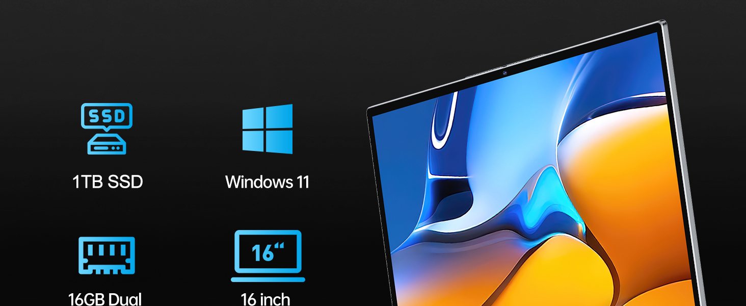 16gb memory 1tb ssd laptop 16 inches 