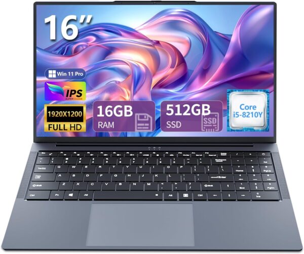 2025 Laptop i5, 16 inch Laptop Computer Up to 3.60GHz, Traditional Laptop Computers with 16GB RAM 512GB SSD, FHD 1920×1200, 180° Angle Open, Backlit Keyboard, Lap top for Student Business Work