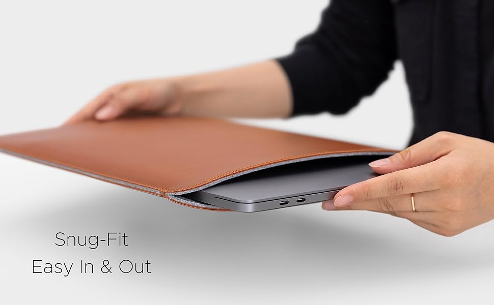 Comfyable,Laptop Sleeve,MacBook Pro,MacBook Air,13inch,Leather Cover Case,Sung-Fit,Easy in &amp; out