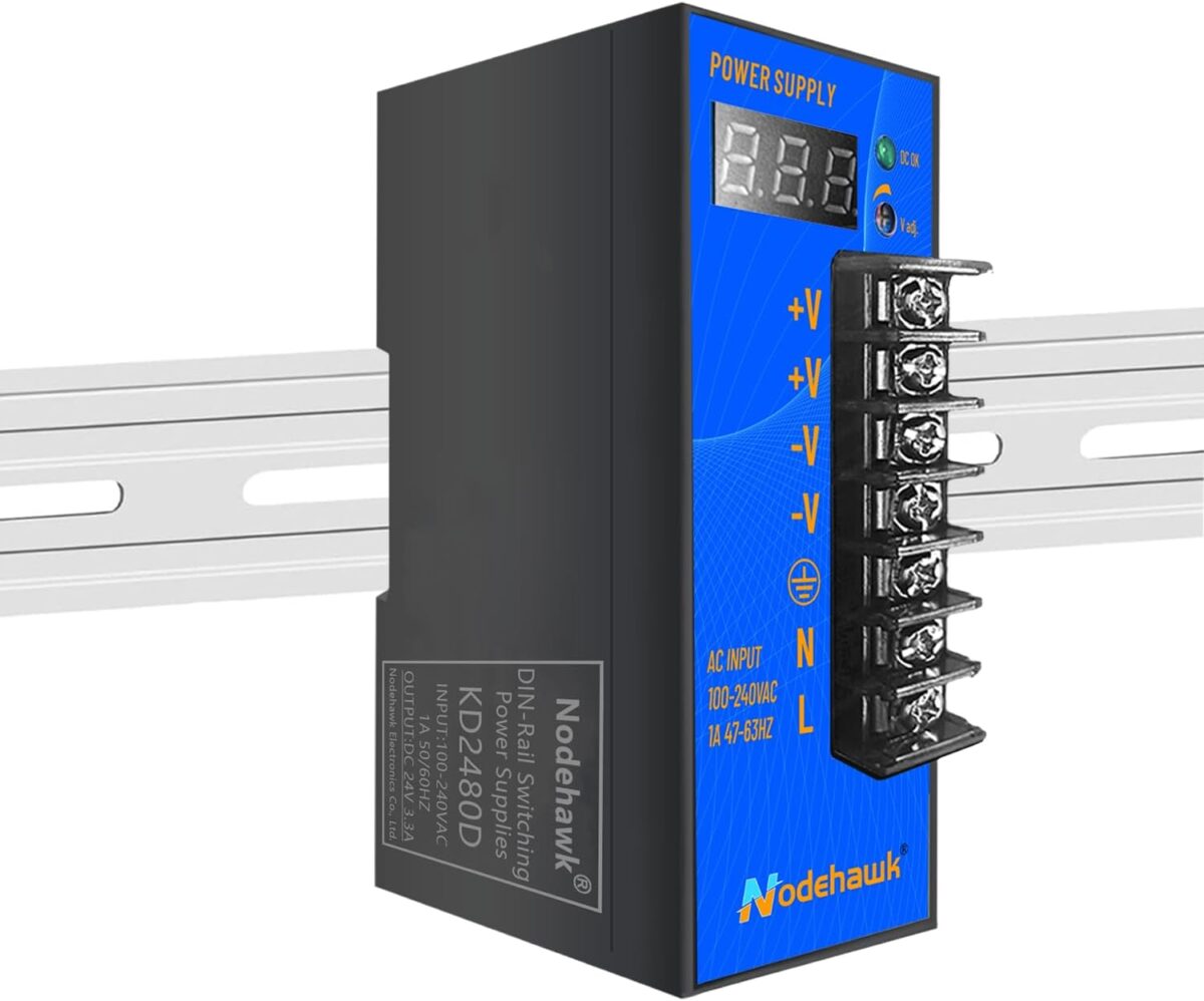 24V Industrial Switching Power Supply AC 110-240V to DC 24V Din Rail Power Supply Highly efficient and Dual Output Power Conversion for 3D Printer Motor Monitoring Relay Lighting Equipment,3.3A 80W