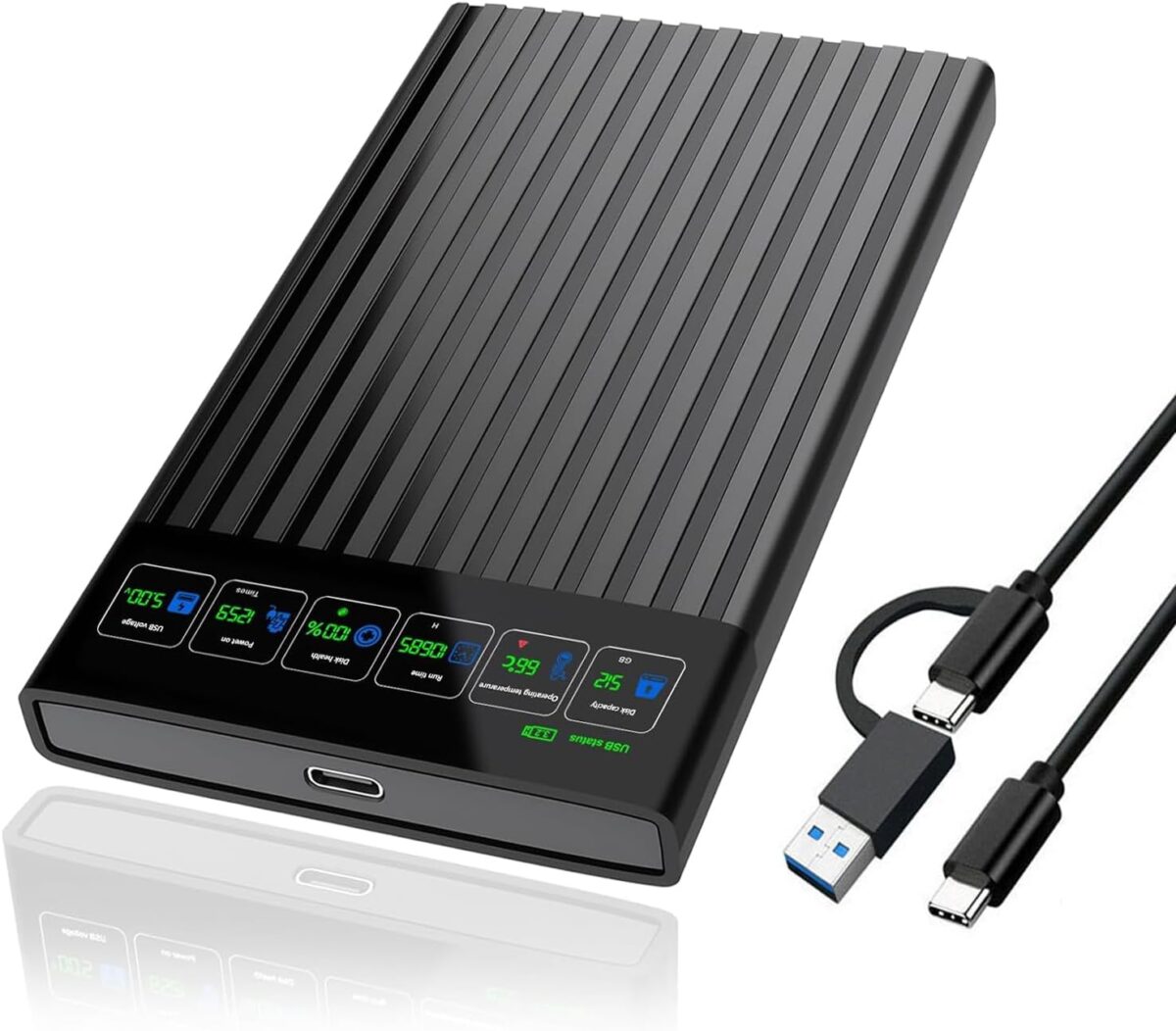 2.5” 750GB Portable External Hard Drive with LCD Display HD Screen USB3.1/3.2 Type C HDD Storage for PC, Desktop, Laptop, Mac OS, Xbox One, PS4, PS5