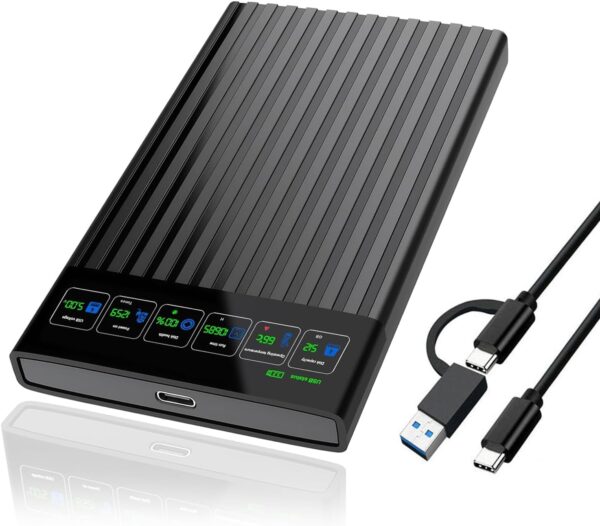 2.5” 750GB Portable External Hard Drive with LCD Display HD Screen USB3.1/3.2 Type C HDD Storage for PC, Desktop, Laptop, Mac OS, Xbox One, PS4, PS5
